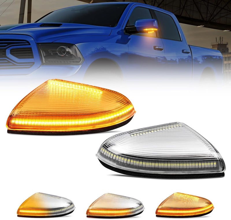 BORDAN LED Ram Side Mirror Turn Signal Puddle Light fit for Dodge Ram 1500 2009-2018, Plug and Play Front Mirror Side Marker Lamp for Ram 2500 3500 2010-2018 Bulb Lens, Pack of 2 - Image 1